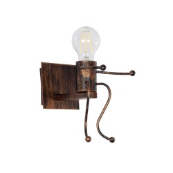 LITTLE MAN 01592 Μοντέρνο Φωτιστικό Τοίχου - Απλίκα με Ντουί 1 x E27 AC 220-240V IP20 - Χάλκινο - Μ12 x Π19 x Υ17cm