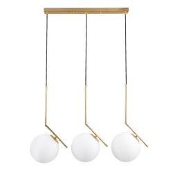 MONROE 00955 Μοντέρνο Κρεμαστό Φωτιστικό Οροφής με Ντουί 3 x E27 AC 220-240V IP20 - Χρυσό & Λευκό - Μ74 x Π25 x Υ50cm