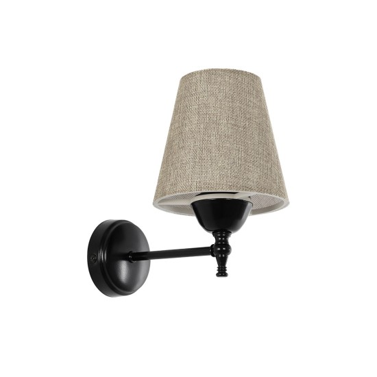 PAM 204-0112 Μοντέρνο Φωτιστικό Τοίχου - Απλίκα με Ντουί 1 x E27 AC 220-240V IP20 - Μαύρο & Μπεζ - Μ14 x Π22 x Υ23cm