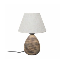 LISBON 204-0150 Vintage Eπιτραπέζιο Φωτιστικό Μονόφωτο 1 x E27 IP20 Καφέ Κεραμικό με Μπεζ Ύφασμα - Μ22 x Π22 x Υ30cm
