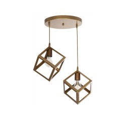 DISE 201-0056 Μοντέρνο Κρεμαστό Φωτιστικό Οροφής με Ντουί 2 x E27 AC 220-240V IP20 - Χρυσό - Μ50 x Π30 x Υ50cm