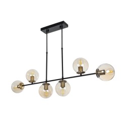 LATTICE 203-0016 Μοντέρνο Φωτιστικό Οροφής με Ντουί 6 x E27 AC 220-240V IP20 - Μαύρο & Μπρούτζινο - Μ120 x Π15 x Υ32cm