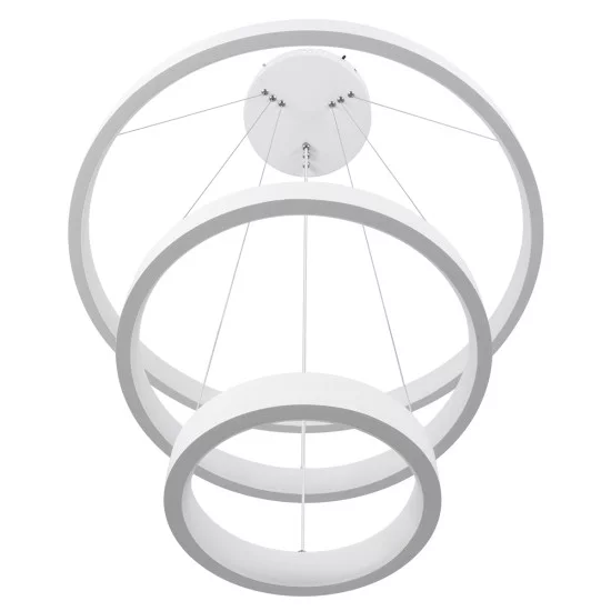 NEMESIS TRIO 61168-DECO Μοντέρνο Κρεμαστό Φωτιστικό Οροφής LED 100W 12123lm 360° AC 220-240V IP20 Ρυθμιζόμενο Λευκό CCT με Χειριστήριο από 2700K έως 6000K Dimmable - Lumileds SMD Chip - Λευκό Ματ - Μ60 x Π60 x Υ60cm - 3 Χρόνια Εγγύηση