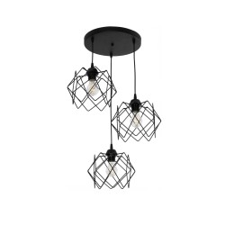 DAZLA 201-0024 Vintage Κρεμαστό Φωτιστικό Οροφής με Ντουί 3 x E27 AC 220-240V IP20 - Μαύρο - Μ47 x Π47 x Υ60cm