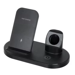 79698 Επιτραπέζια Σταθερή Βάση Ασύρματης Φόρτισης Fast Charging για Κινητά - Earphones - Smart Watches 3 Καναλιών - 1 Channel 15W Max (Phone) - 2 Channel 3W (Airpod) - 3 Channel 2W (Watch)