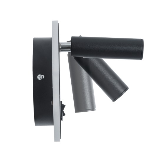 LADY-R 60938 Μοντέρνο Φωτιστικό Τοίχου - Απλίκα Ξενοδοχείου Reading Light με Φορτιστή USB 3A LED 6W 600lm 36° & 360° AC 220-240V IP20 Φυσικό Λευκό 4500K - Bridgelux COB Chip & TÜV SÜD Driver - Μαύρο Ματ - Μ15 x Π15 x Υ7cm - 3 Χρόνια Εγγύηση