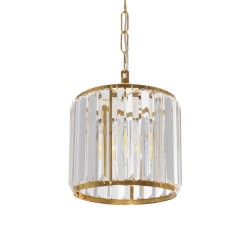 GLAMOROUS 203-0093 Κλασικό Κρεμαστό Φωτιστικό Οροφής με Ντουί 1 x E27 AC 220-240V IP20 - Χρυσό & Διάφανο - Μ19 x Π19 x Υ16.5cm