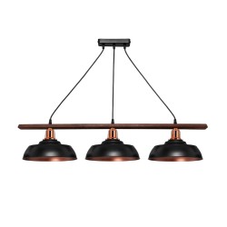 LOAN 203-0291 Μοντέρνο Κρεμαστό Φωτιστικό Οροφής με Ντουί 3 x E27 AC 220-240V IP20 - Μαύρο & Μπρονζέ - Μ89 x Π25.5 x Υ19cm