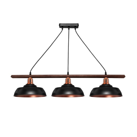 LOAN 203-0291 Μοντέρνο Κρεμαστό Φωτιστικό Οροφής με Ντουί 3 x E27 AC 220-240V IP20 - Μαύρο & Μπρονζέ - Μ89 x Π25.5 x Υ19cm