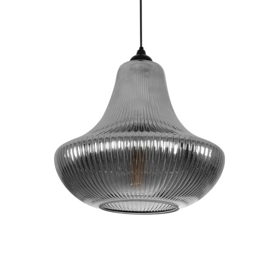 VERRE 206-0021 Μοντέρνο Κρεμαστό Φωτιστικό Οροφής με Ντουί 1 x E27 AC 220-240V IP20 - Μαύρο Φιμέ - Μ38 x Π38 x Υ34cm