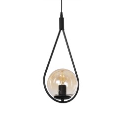 DROP 201-0016 Vintage Κρεμαστό Φωτιστικό Οροφής με Ντουί 1 x E27 AC 220-240V IP20 - Μαύρο & Μελί - Μ20 x Π15 x Υ47cm