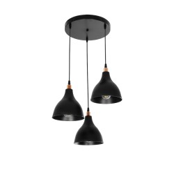 RADE 203-0127 Μοντέρνο Κρεμαστό Φωτιστικό Οροφής με Ντουί 3 x E27 AC 220-240V IP20 - Μαύρο & Χάλκινο - Μ40 x Π40 x Υ40cm