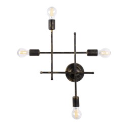 PIPING 00663 Vintage Φωτιστικό Τοίχου - Απλίκα με Ντουί 4 x E27 AC 220-240V IP20 - Μπρούτζινο - Μ40 x Π9 x Υ52cm