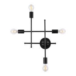 PIPING 00661 Vintage Φωτιστικό Τοίχου - Απλίκα με Ντουί 4 x E27 AC 220-240V IP20 - Μαύρο - Μ40 x Π9 x Υ52cm