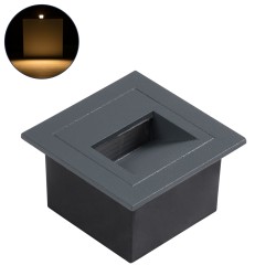 STEP-MINA 90627 Χωνευτό Αρχιτεκτονικό Φωτιστικό Διαδρόμου/Σκαλοπατιού LED 3W 330lm 30° DC 24V Αδιάβροχο IP65 Θερμό Λευκό 2700K Dimmable - Γκρι Ανθρακί - Μ8.3 x Π8.3 x Υ5cm / Μ6.6 x Π6.6cm - 3 Χρόνια Εγγύηση