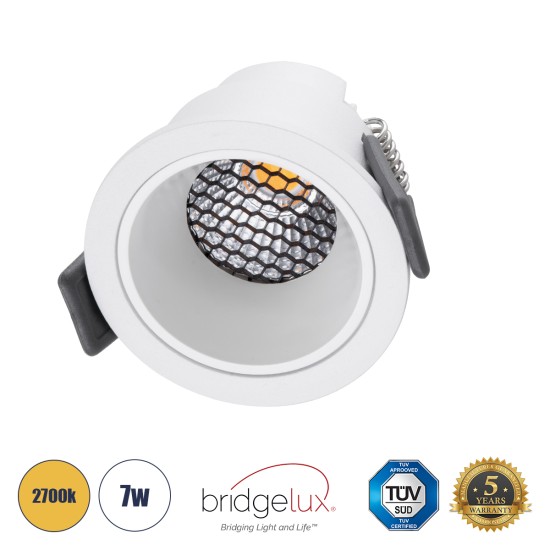 PLUTO-S 60249 Χωνευτό Downlight Σποτ με Honeycomb Anti Glare Reflector LED 7W 875lm 38° AC 220-240V IP20 Θερμό Λευκό 2700K - Bridgelux COB Chip & TÜV SÜD Driver - Λευκό Ματ - Μ6.4 x Π6.4 x Υ4.9cm / Q5.5cm - 5 Χρόνια Εγγύηση