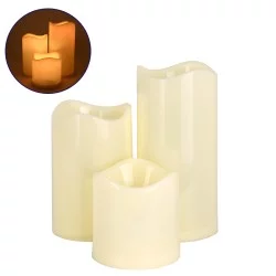 79552 ΣΕΤ 3 Διακοσμητικών Realistic Κεριών με LED - Μπαταρίας & Ασύρματο Χειριστήριο IR Θερμό Λευκό 3000K