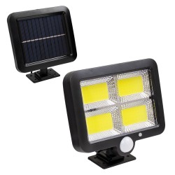 ZETA 71462 Προβολέας με Ανιχνευτή PIR / Αισθητήρα Κίνησης LED 20W 600lm 120° DC 5V με Φωτοβολταϊκό Panel 5V 1W & Επαναφορτιζόμενη Μπαταρία Li-ion 3.2V 2400mAh Αδιάβροχο IP65 Ψυχρό Λευκό 6000K - Sanan COB Chip - Μαύρο - Μ15 x Π3.5 x Υ13cm - 2 Χρόνια Εγ