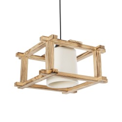 CUP 203-0053 Vintage Κρεμαστό Φωτιστικό Οροφής με Ντουί 1 x E27 AC 220-240V IP20 - Μπεζ & Λευκό - Μ32 x Π32 x Υ20cm