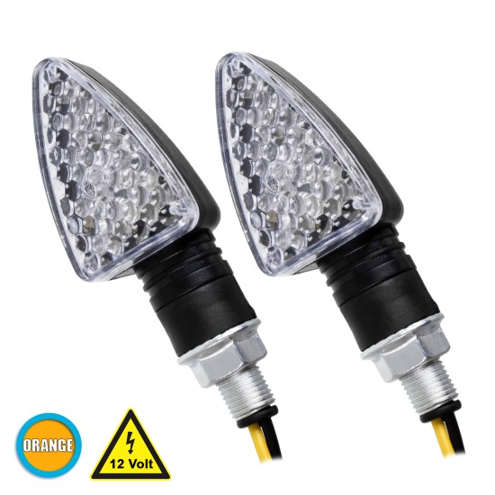 81751 ΣΕΤ 2 x Φλάς Μοτοσυκλέτας Universal Triangle LED Diode 5W DC 12V Πορτοκαλί Αδιάβροχα IP65