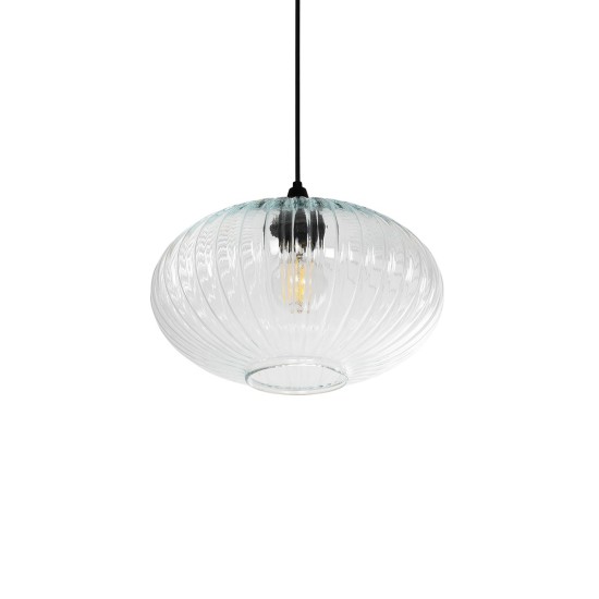 PERA 206-0009 Μοντέρνο Κρεμαστό Φωτιστικό Οροφής με Ντουί 1 x E27 AC 220-240V IP20 - Διάφανο - Μ30 x Π30 x Υ22cm