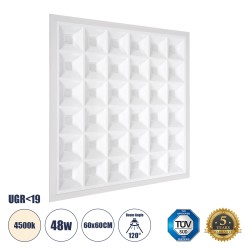 ZEUS 60969 Χωνευτό Panel Οροφής 60x60 με Anti Glare Reflector LED 48W 7200lm 120° CRI≥85Ra UGR<19 AC 220-240V IP20 Φυσικό Λευκό 4500K - Lumileds SMD Chip & TÜV SÜD Driver - Λευκό Γαλακτερό - Μ60 x Π60 x Υ3.3cm / Q56 x 56cm - 5 Χρόνια Εγγύηση