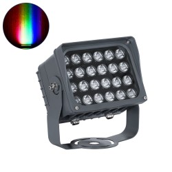 FLOODXENA 90700 Προβολέας Σποτ Wall Washer με Αντιθαμβωτική Γρίλια LED 48W 4080lm 10° DC 24V Αδιάβροχο IP65 Πολύχρωμο RGBW Dimmable DMX512 - Bridgelux SMD Chip - Γκρι Ανθρακί - Μ17.5 x Π12.5 x Υ18cm - 3 Χρόνια Εγγύηση
