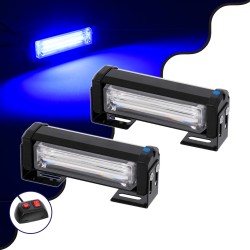 85026 PRO Series ΣΕΤ 2 x Μπάρες Σήμανσης Οχήματος Αστυνομίας για Αυτοκίνητα & Φορτηγά 13 Προγραμμάτων Φωτισμού STROBE LED CREE CXB COB 18W DC 10-30V Αδιάβροχο IP65 Μπλε