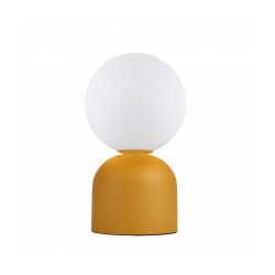 MAGIC 204-0131 Μοντέρνο Eπιτραπέζιο Φωτιστικό Μονόφωτο 1 x E14 IP20 Κίτρινο Μέταλλο με Λευκό Γυαλί - Μ13 x Π13 x Υ28cm