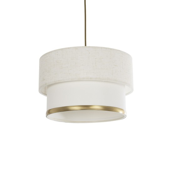 FOCUS 204-0100 Μοντέρνο Κρεμαστό Φωτιστικό Οροφής με Ντουί 1 x E27 AC 220-240V IP20 - Λευκό & Μπεζ - Μ30 x Π30 x Υ21cm