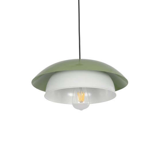 AURA 204-0119 Μοντέρνο Κρεμαστό Φωτιστικό Οροφής με Ντουί 1 x E27 AC 220-240V IP20 - Πράσινο & Λευκό - Μ31 x Π31 x Υ27cm