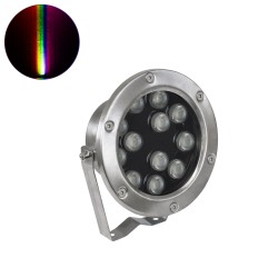 UNDERWATERJERRY 90425 Υποβρύχιο Επιφανειακό Σποτ για Σιντριβάνια/Πισίνες LED 12W 1200lm 30° DC 24V Αδιάβροχο IP68 Πολύχρωμο RGBW Dimmable DMX512 - Bridgelux SMD Chip - Ανοξείδωτο Ατσάλι 304 - Μ14.5 x Π7 x Υ19cm - 3 Χρόνια Εγγύηση
