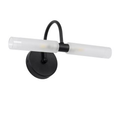 PAOLA 60416 Μοντέρνο Φωτιστικό Τοίχου - Απλίκα Καθρέπτη Μπάνιου με Ντουί 2 x G9 AC 220-240V IP44 - Μαύρο Ματ & Λευκό - Μ31 x Π16 x Υ15cm