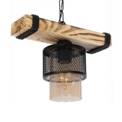 GLORA 201-0007 Vintage Κρεμαστό Φωτιστικό Οροφής με Ντουί 1 x E27 AC 220-240V IP20 - Μπεζ & Μαύρο - Μ29 x Π12 x Υ21cm