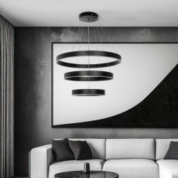 kelvo® VENOM 61188 Μοντέρνο Κρεμαστό Φωτιστικό Οροφής LED 120W 14158lm 120° AC 220-240V IP20 Ρυθμιζόμενο Λευκό CCT με Χειριστήριο από 2700K έως 6000K Dimmable - Lumileds SMD Chip - Μαύρο Ματ - Μ80 x Π80 x Υ60cm - 3 Χρόνια Εγγύηση