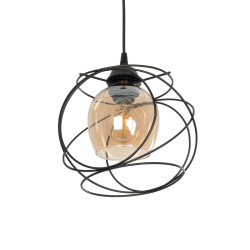 GLINDER 201-0068 Vintage Κρεμαστό Φωτιστικό Οροφής με Ντουί 1 x E27 AC 220-240V IP20 - Μαύρο & Μελί - Μ25 x Π18 x Υ24cm