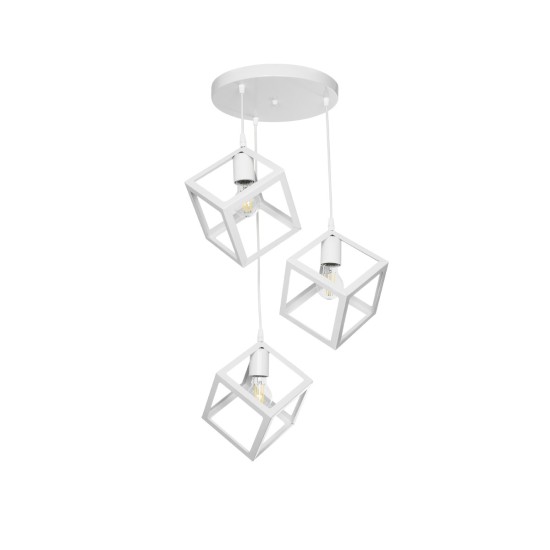 DISE 201-0054 Μοντέρνο Κρεμαστό Φωτιστικό Οροφής με Ντουί 3 x E27 AC 220-240V IP20 - Λευκό - Μ48 x Π48 x Υ65cm