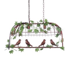 NEST 01645 Vintage Κρεμαστό Φωτιστικό Οροφής με Ντουί 2 x E27 AC 220-240V IP20 - Χάλκινο & Πράσινο - Μ76 x Π36 x Y37cm