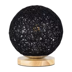 OCEANA 01338 Boho Επιτραπέζιο Φωτιστικό Πορτατίφ με Ντουί 1 x E27 AC 220-240V IP20 - Μαύρο & Μπεζ - M20 x Π20 x Υ22cm