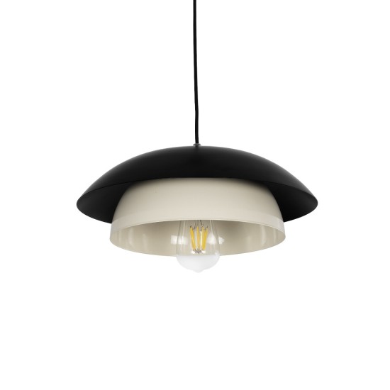 AURA 204-0117 Μοντέρνο Κρεμαστό Φωτιστικό Οροφής με Ντουί 1 x E27 AC 220-240V IP20 - Μαύρο & Λευκό - Μ37 x Π37 x Υ14,5cm