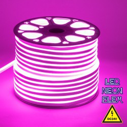 NEOVALE 70567 Ταινία Neon Flex LED 12W/m 600lm/m 120° DC 24V Αδιάβροχο IP65 120 x SMD2835 Chip/m Ροζ Dimmable - Sanan SMD Chip - Μ100 x Π0.8 x Υ1.6cm - 3 Χρόνια Εγγύηση