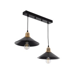 LUCANA 201-0043 Vintage Κρεμαστό Φωτιστικό Οροφής με Ντουί 2 x E27 AC 220-240V IP20 - Μαύρο & Χρυσό - Μ57 x Π25 x Υ26cm