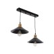 LUCANA 201-0043 Vintage Κρεμαστό Φωτιστικό Ράγα Δίφωτο 2 x E27 IP20 Μαύρο Μέταλλο - Μ57 x Π25 x Υ26cm