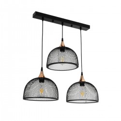 GLIND 201-0082 Vintage Κρεμαστό Φωτιστικό Οροφής με Ντουί 3 x E27 AC 220-240V IP20 - Μαύρο - Μ60 x Π25 x Υ50cm