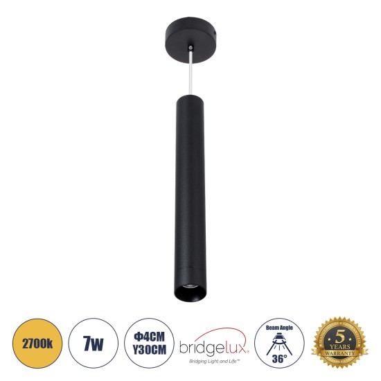 CANAL 60374 Κρεμαστό Φωτιστικό Σποτ Οροφής LED Downlight 7W 700lm 36° AC 220-240V IP20 Φ4 x Υ30cm Θερμό Λευκό 2700K - Μαύρο - Bridgelux COB - 5 Years Warranty CANAL 60374 Κρεμαστό Φωτιστικό Σποτ Οροφής LED Downlight 7W 700lm 36° AC 220-240V IP20 Φ4 x Υ30cm Θερμό Λευκό 2700K - Μαύρο - Bridgelux COB - 5 Years Warranty