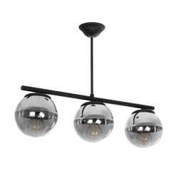 CITY 202-0043 Μοντέρνο Φωτιστικό Οροφής με Ντουί 3 x E27 AC 220-240V IP20 - Μαύρο & Μαύρο Φιμέ - Μ55 x Π15 x Υ43cm