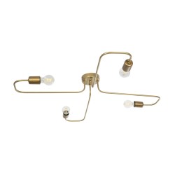 MOORNA 201-0065 Vintage Φωτιστικό Οροφής με Ντουί 4 x E27 AC 220-240V IP20 - Χρυσό - Μ97 x Π97 x Υ7cm