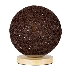 OCEANA 01337 Boho Επιτραπέζιο Φωτιστικό Πορτατίφ με Ντουί 1 x E27 AC 220-240V IP20 - Καφέ & Μπεζ - M20 x Π20 x Υ22cm