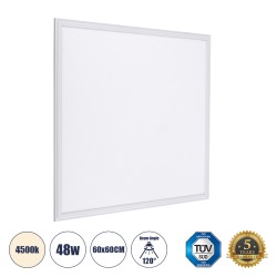 PANELETI 60210 Χωνευτό Panel Οροφής 60x60 LED 48W 4560lm 120° UGR<19 AC 220-240V IP20 Φυσικό Λευκό 4500K - Lumileds SMD Chip & TÜV SÜD Driver - Λευκό Γαλακτερό - Μ60 x Π60 x Υ1.5cm / Q56 x 56cm - 5 Χρόνια Εγγύηση