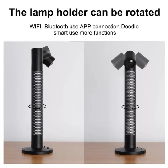 DESTINY GLB-106-0019 Επιτραπέζιο Φωτιστικό Πορτατίφ με RF Ασύρματο Χειριστήριο & Λειτουργία μέσω WiFi APP LED 10W 600lm 180° AC 220-240V IP20 Πολύχρωμο RGB Dimmable - Sanan SMD Chip - Μαύρο - Μ14 x Π14 x Υ40.5cm - 2 Χρόνια Εγγύηση